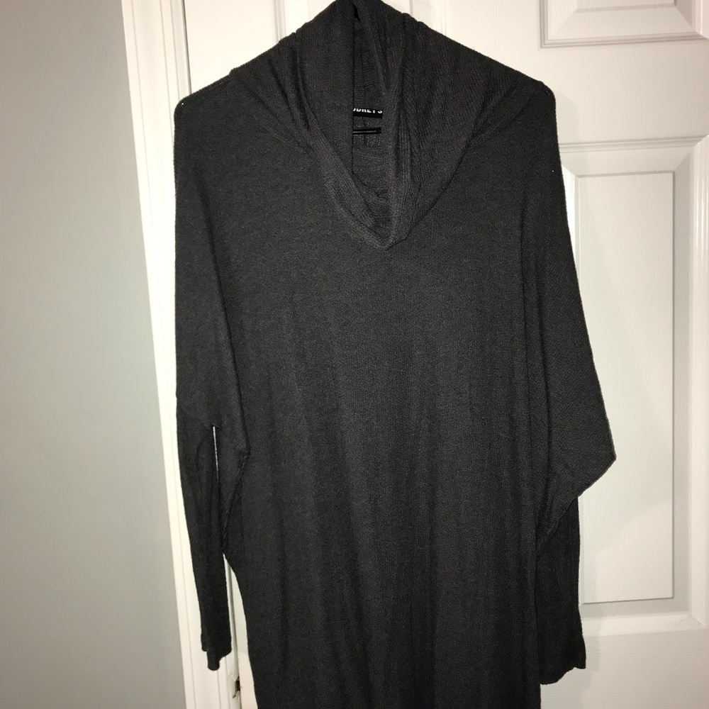 Dark Gray Turtle Neck Light Material Sweater Dress - image 1